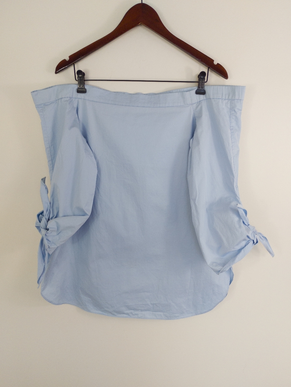 Tibi Off Shoulder Light Blue Tie Sleeve Top Size 6